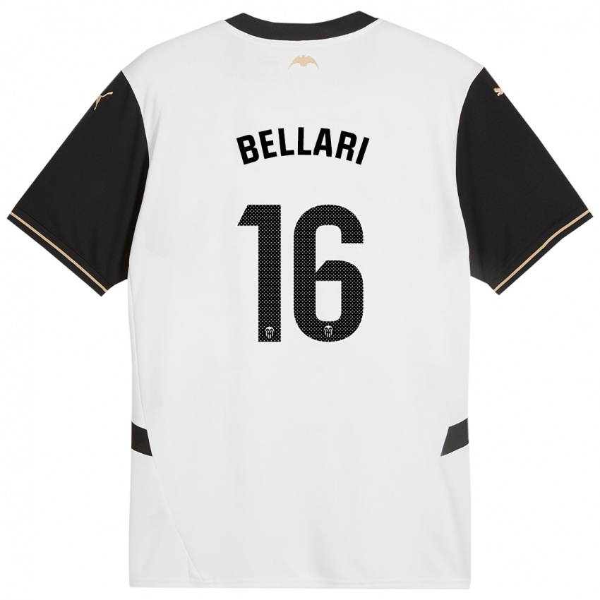 Niño Camiseta Hamza Bellari #16 Blanco Negro 1ª Equipación 2024/25 La Camisa