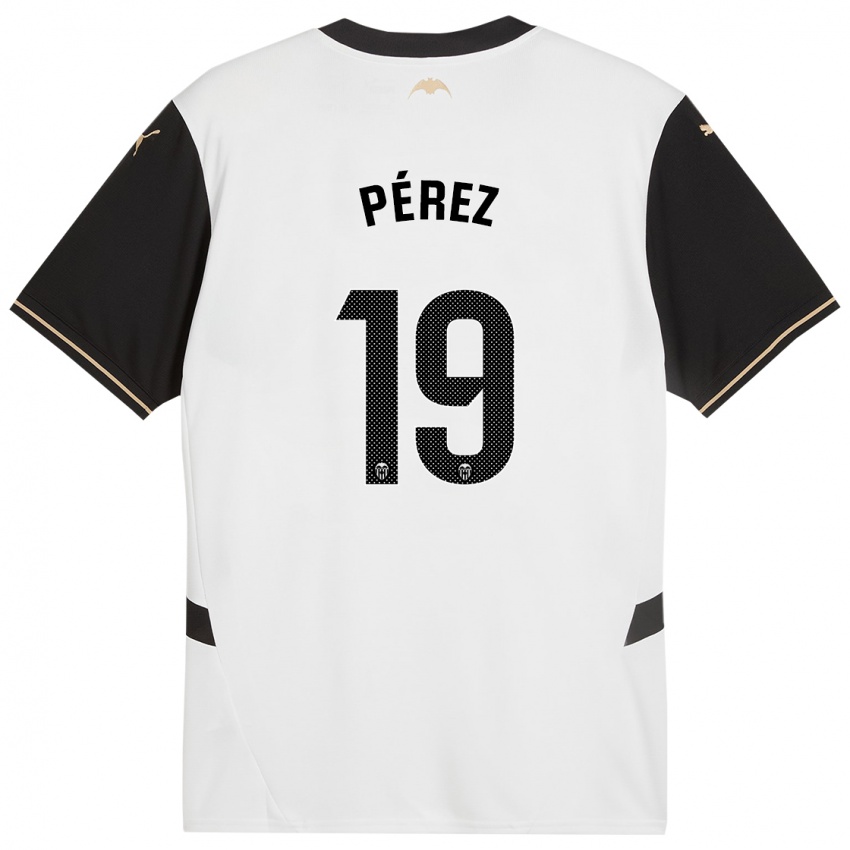 Niño Camiseta Joselu Pérez #19 Blanco Negro 1ª Equipación 2024/25 La Camisa