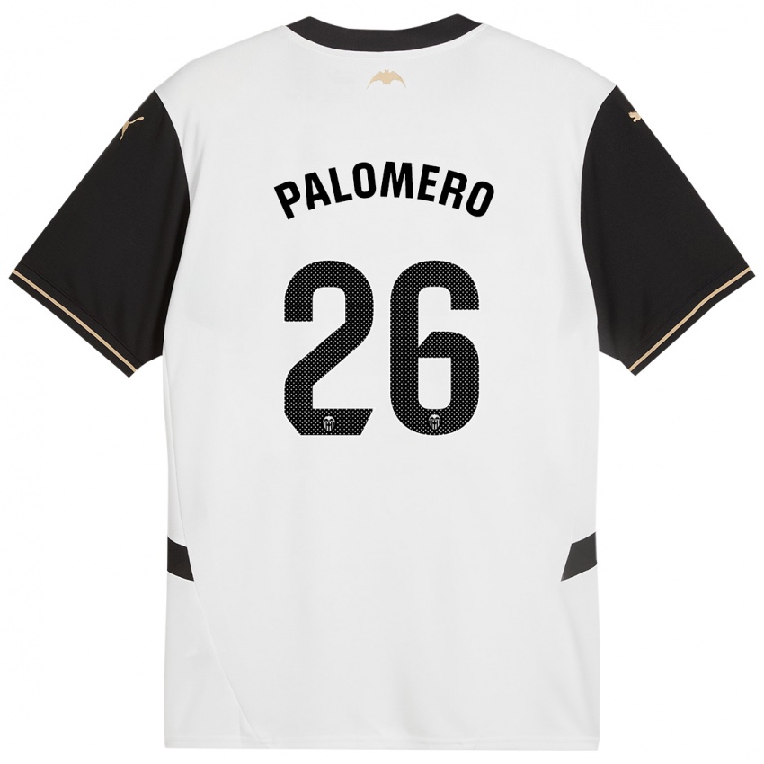 Niño Camiseta Marc Palomero #26 Blanco Negro 1ª Equipación 2024/25 La Camisa