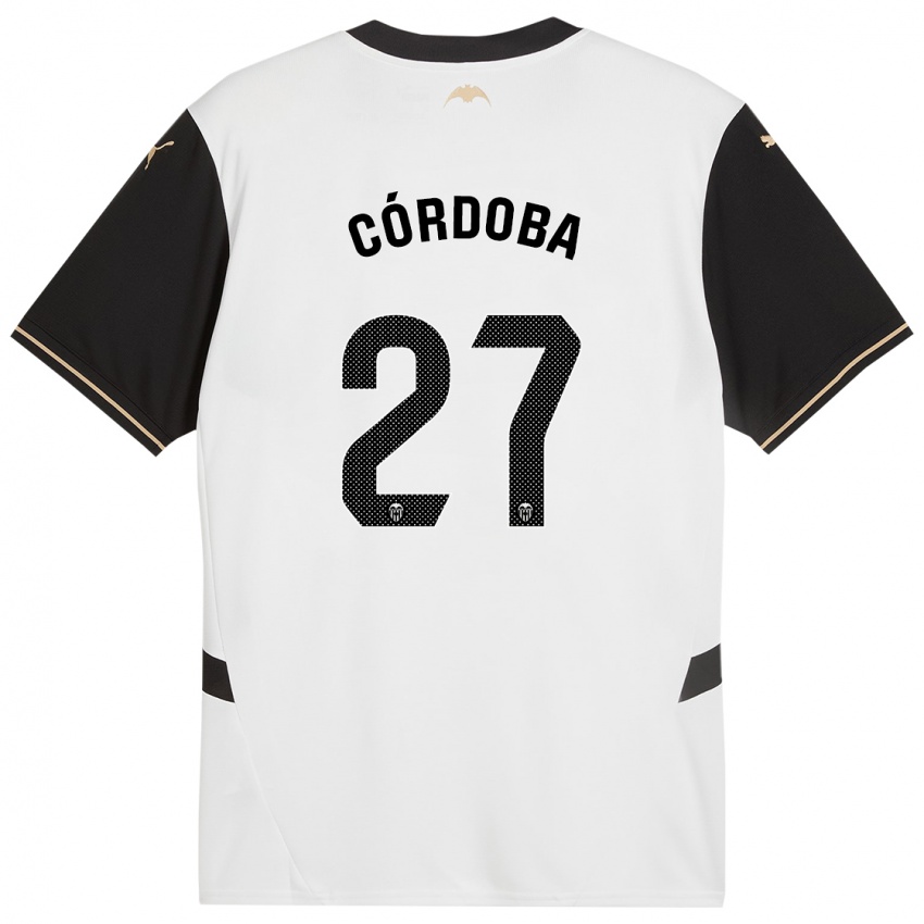 Niño Camiseta Iker Córdoba #27 Blanco Negro 1ª Equipación 2024/25 La Camisa