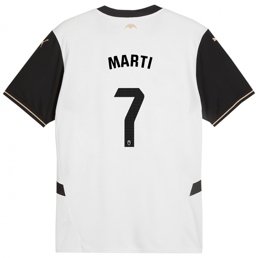 Niño Camiseta Marina Martí #7 Blanco Negro 1ª Equipación 2024/25 La Camisa