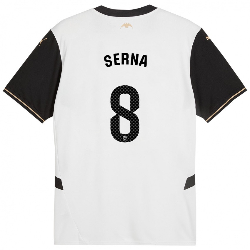 Niño Camiseta Liced Serna #8 Blanco Negro 1ª Equipación 2024/25 La Camisa