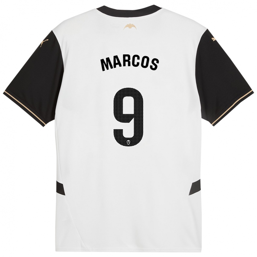 Niño Camiseta Ana Marcos #9 Blanco Negro 1ª Equipación 2024/25 La Camisa