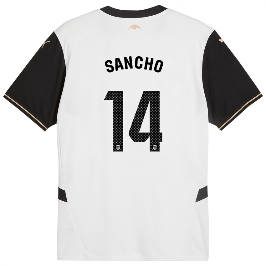 Niño Camiseta Pauleta Sancho #14 Blanco Negro 1ª Equipación 2024/25 La Camisa