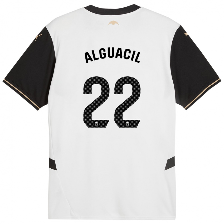 Niño Camiseta Ainhoa Alguacil #22 Blanco Negro 1ª Equipación 2024/25 La Camisa