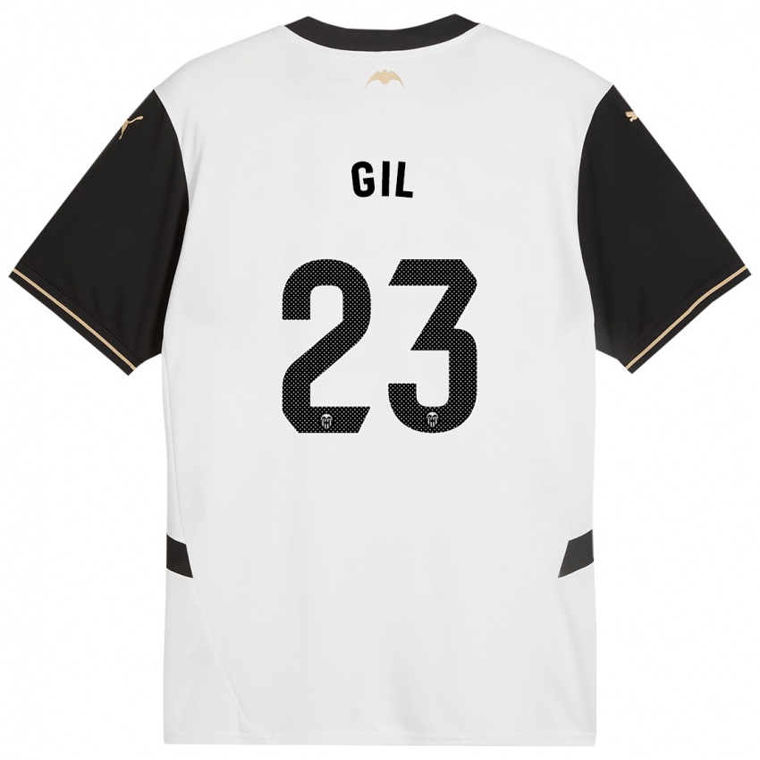 Niño Camiseta Elena Gil #23 Blanco Negro 1ª Equipación 2024/25 La Camisa