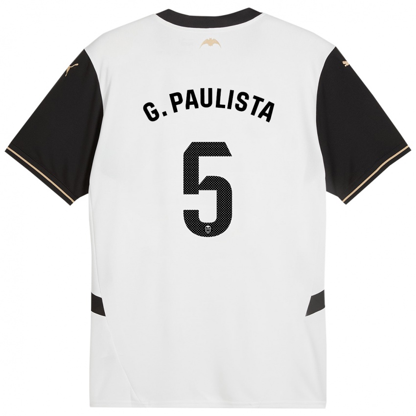 Niño Camiseta Gabriel Paulista #5 Blanco Negro 1ª Equipación 2024/25 La Camisa