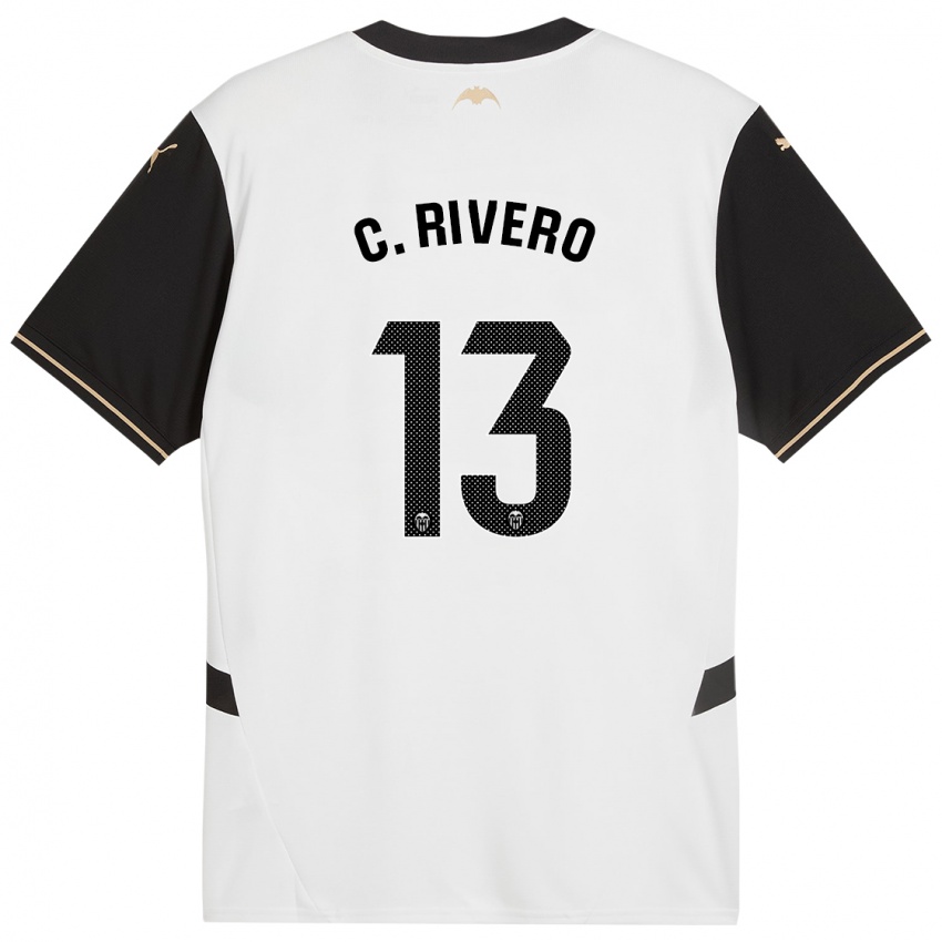 Niño Camiseta Cristian Rivero #13 Blanco Negro 1ª Equipación 2024/25 La Camisa