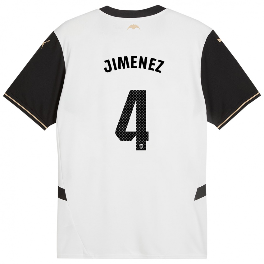 Niño Camiseta Maria Jimenez #4 Blanco Negro 1ª Equipación 2024/25 La Camisa