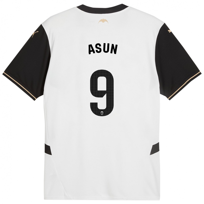 Niño Camiseta Asun #9 Blanco Negro 1ª Equipación 2024/25 La Camisa