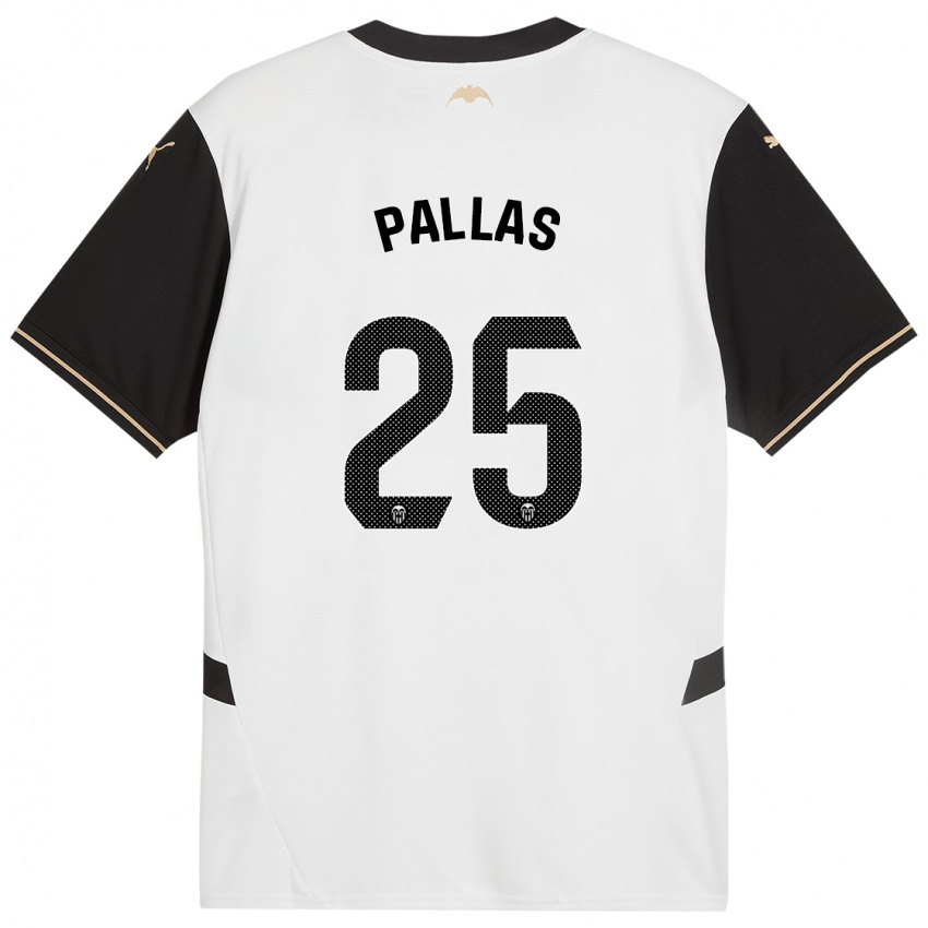 Niño Camiseta Nerea Pallas #25 Blanco Negro 1ª Equipación 2024/25 La Camisa