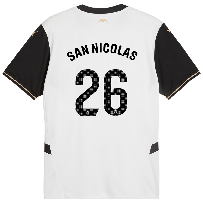 Niño Camiseta Olga San Nicolas #26 Blanco Negro 1ª Equipación 2024/25 La Camisa