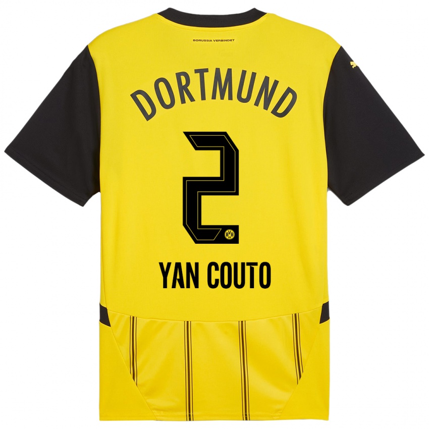 Niño Camiseta Yan Couto #2 Amarillo Negro 1ª Equipación 2024/25 La Camisa