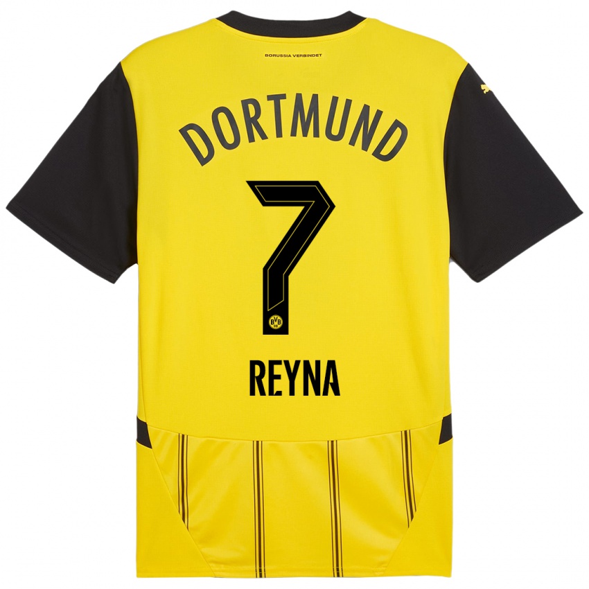 Niño Camiseta Giovanni Reyna #7 Amarillo Negro 1ª Equipación 2024/25 La Camisa