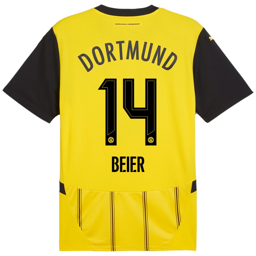 Niño Camiseta Maximilian Beier #14 Amarillo Negro 1ª Equipación 2024/25 La Camisa