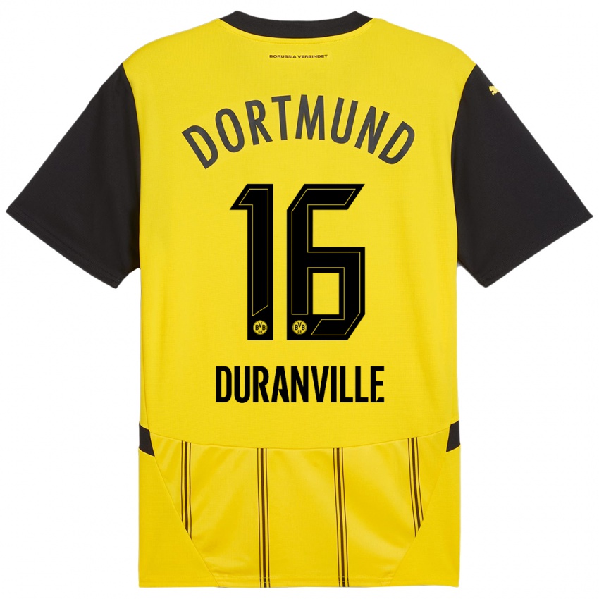 Niño Camiseta Julien Duranville #16 Amarillo Negro 1ª Equipación 2024/25 La Camisa