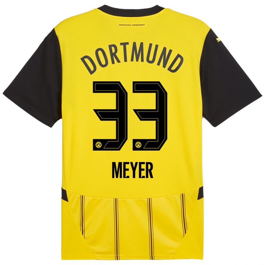 Niño Camiseta Alexander Meyer #33 Amarillo Negro 1ª Equipación 2024/25 La Camisa