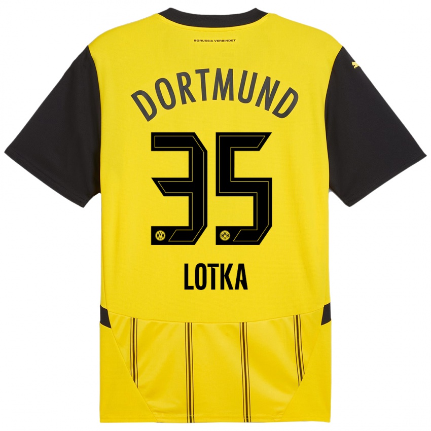 Niño Camiseta Marcel Lotka #35 Amarillo Negro 1ª Equipación 2024/25 La Camisa