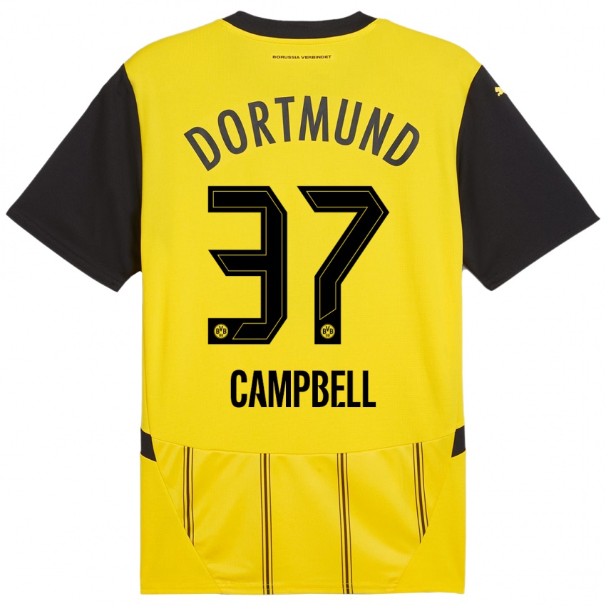 Niño Camiseta Cole Campbell #37 Amarillo Negro 1ª Equipación 2024/25 La Camisa