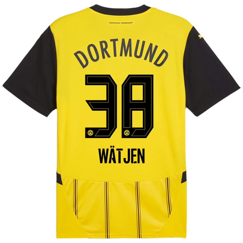 Niño Camiseta Kjell Wätjen #38 Amarillo Negro 1ª Equipación 2024/25 La Camisa