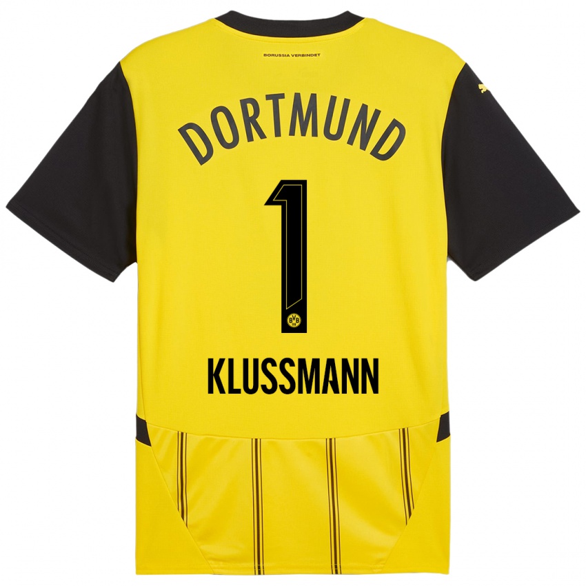 Niño Camiseta Leon Klußmann #1 Amarillo Negro 1ª Equipación 2024/25 La Camisa