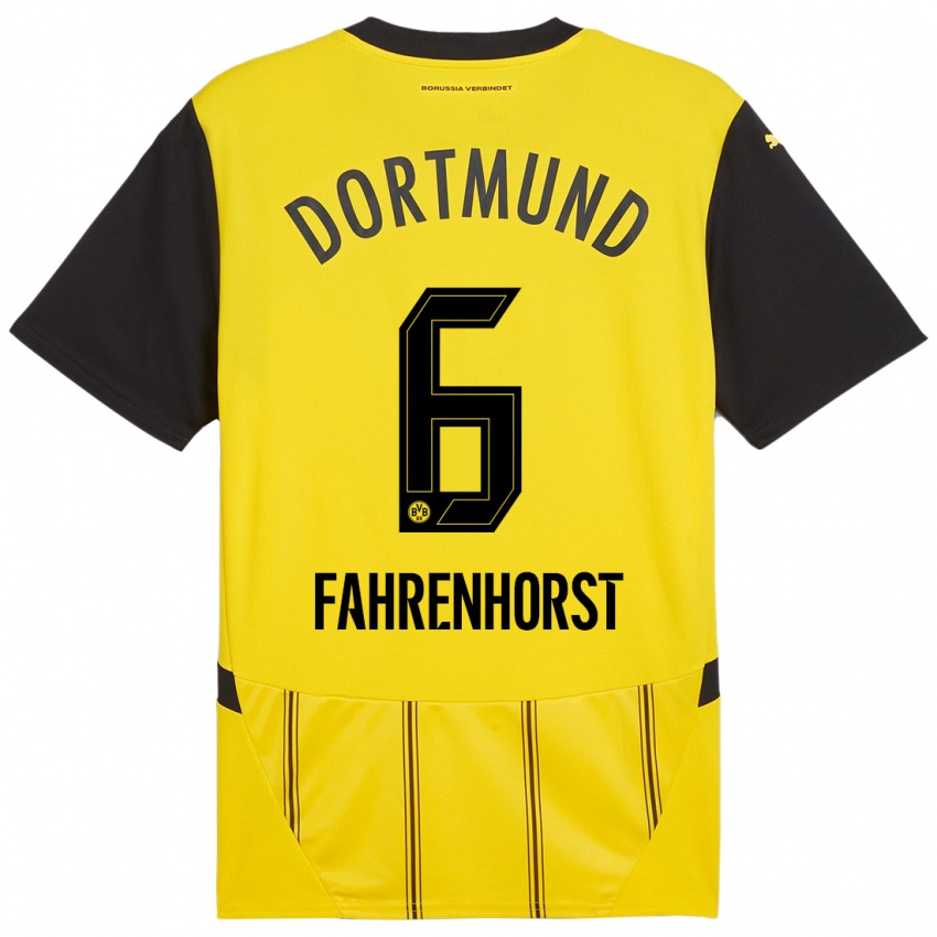 Niño Camiseta Luke Fahrenhorst #6 Amarillo Negro 1ª Equipación 2024/25 La Camisa