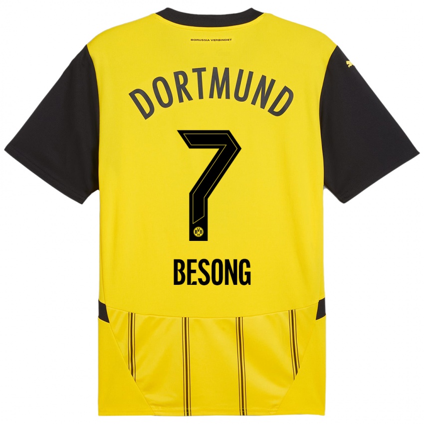 Niño Camiseta Paul-Philipp Besong #7 Amarillo Negro 1ª Equipación 2024/25 La Camisa