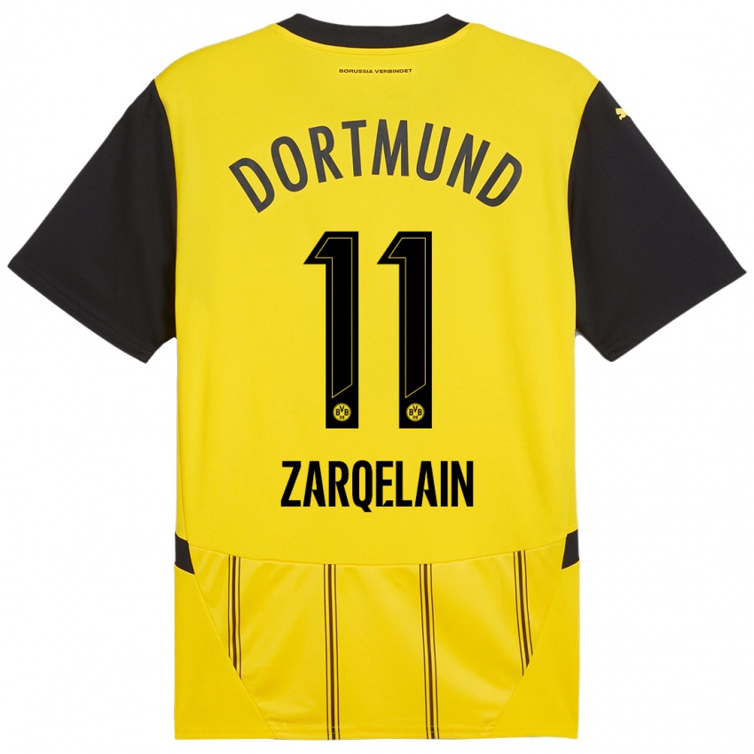 Niño Camiseta Fadi Zarqelain #11 Amarillo Negro 1ª Equipación 2024/25 La Camisa