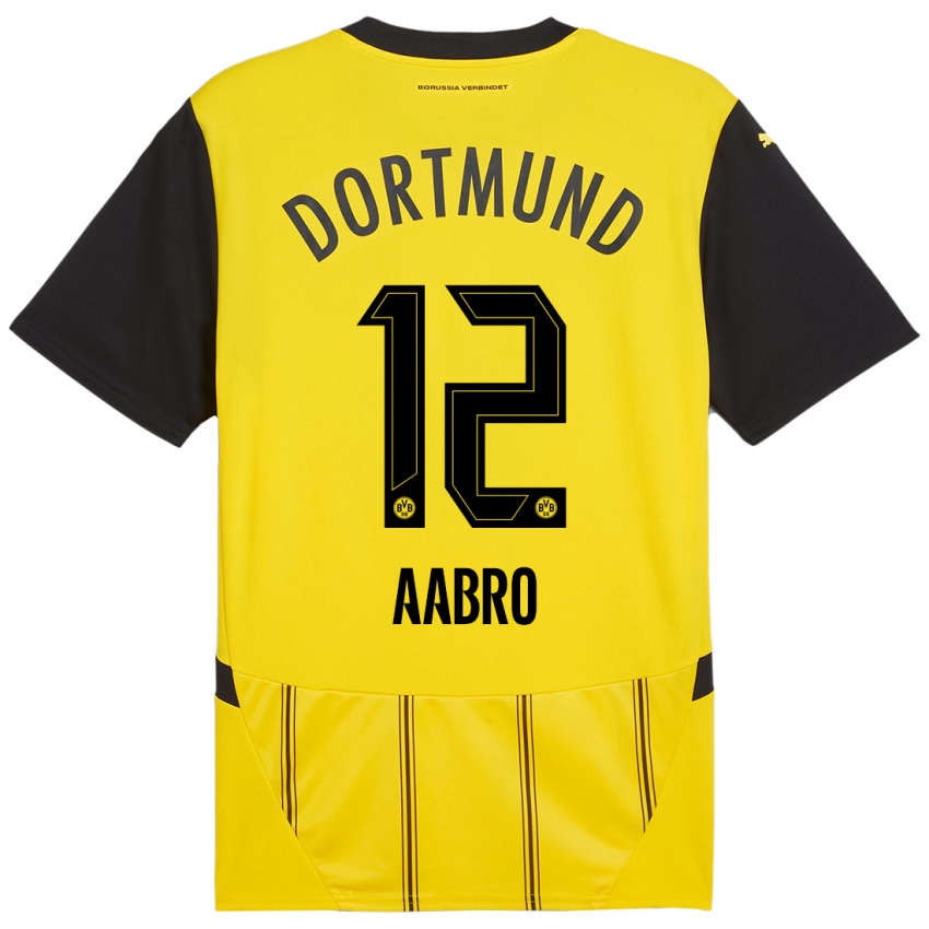 Niño Camiseta Gustav Aabro #12 Amarillo Negro 1ª Equipación 2024/25 La Camisa