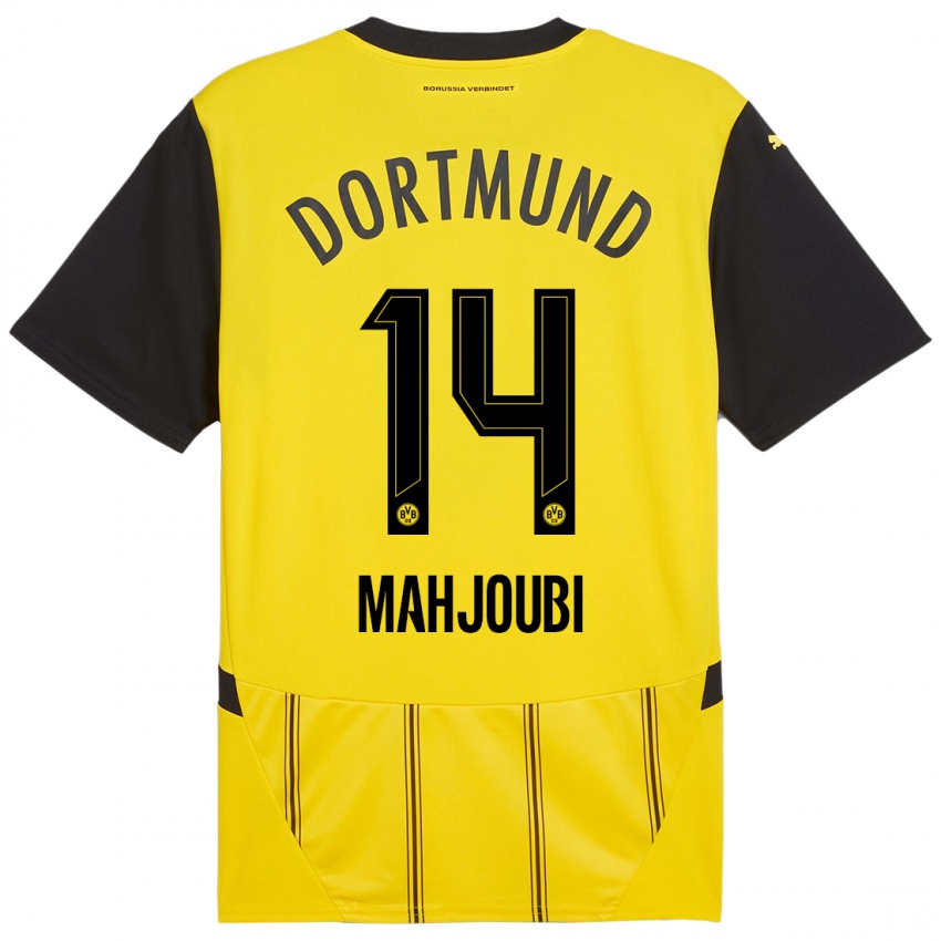 Niño Camiseta Anas Mahjoubi #14 Amarillo Negro 1ª Equipación 2024/25 La Camisa