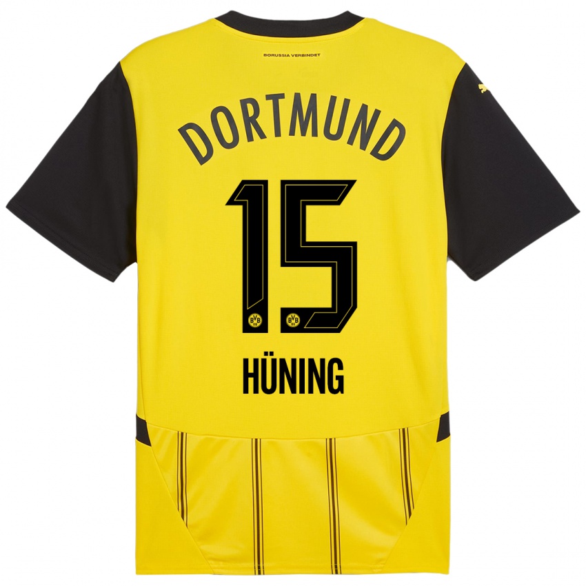 Niño Camiseta Ben Hüning #15 Amarillo Negro 1ª Equipación 2024/25 La Camisa