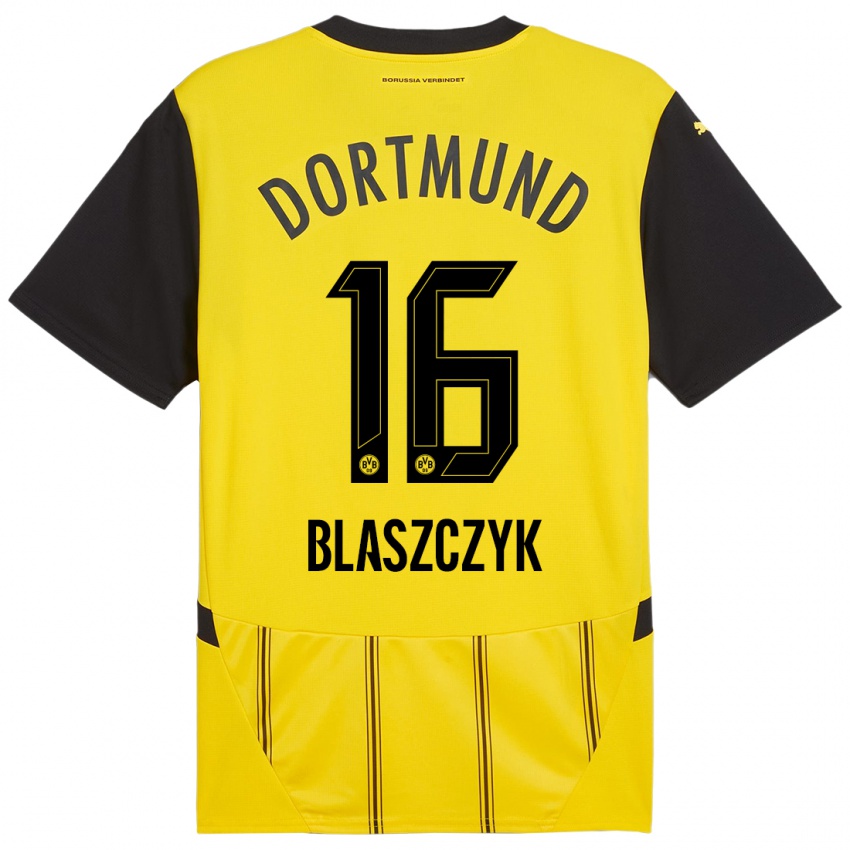 Niño Camiseta Oliwer Blaszczyk #16 Amarillo Negro 1ª Equipación 2024/25 La Camisa