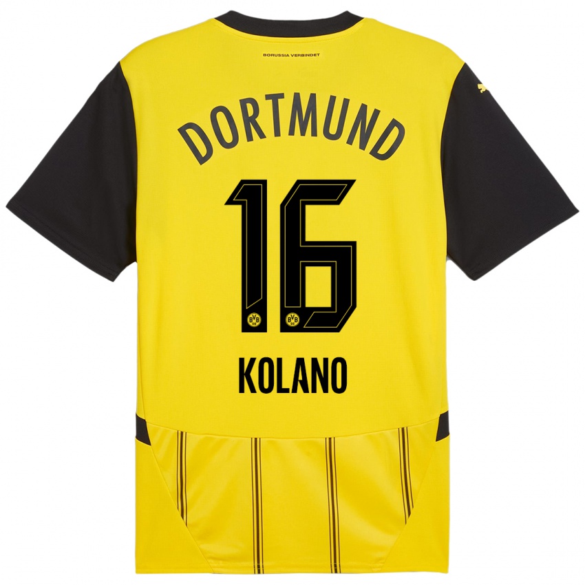 Niño Camiseta Damian Kolano #16 Amarillo Negro 1ª Equipación 2024/25 La Camisa