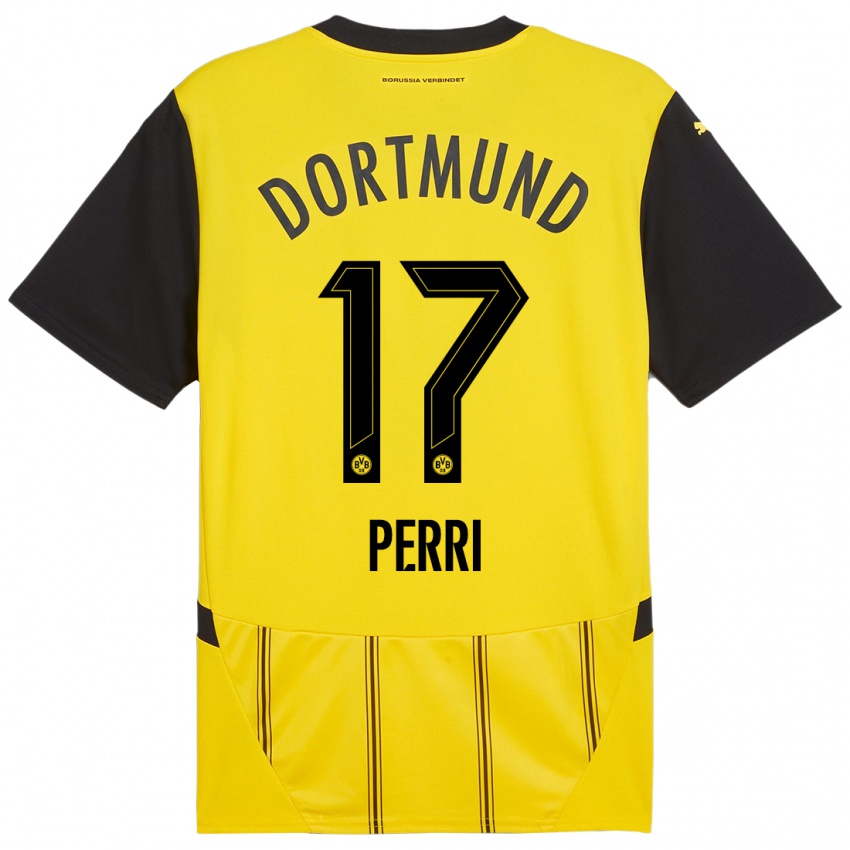 Niño Camiseta Luca Perri #17 Amarillo Negro 1ª Equipación 2024/25 La Camisa