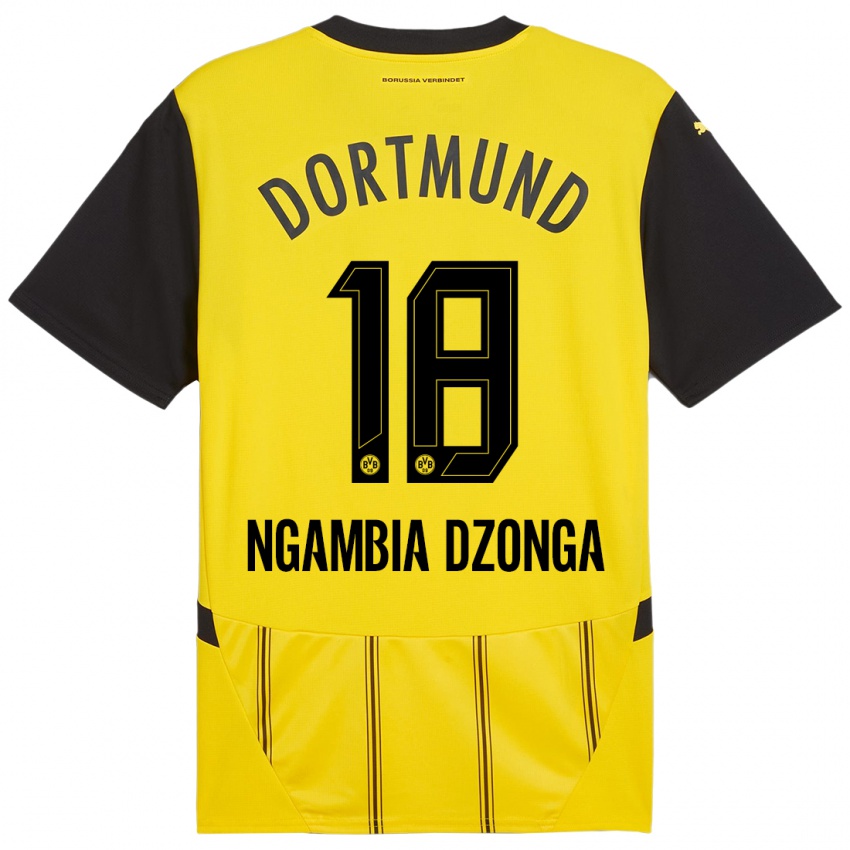 Niño Camiseta Diego Ngambia Dzonga #18 Amarillo Negro 1ª Equipación 2024/25 La Camisa