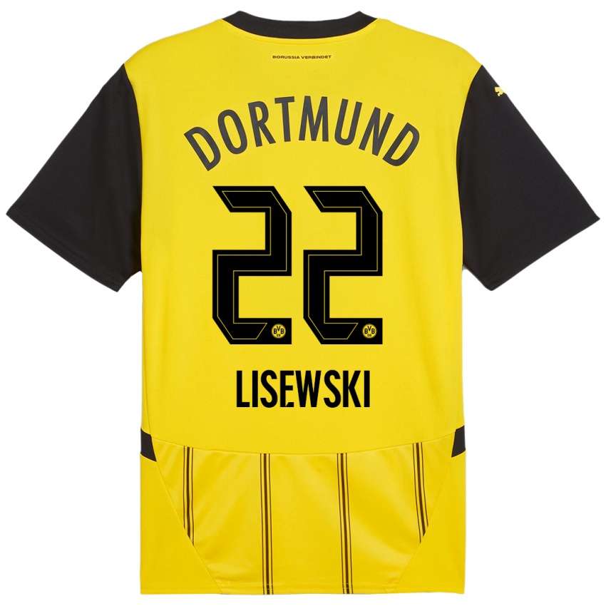 Niño Camiseta Robin Lisewski #22 Amarillo Negro 1ª Equipación 2024/25 La Camisa