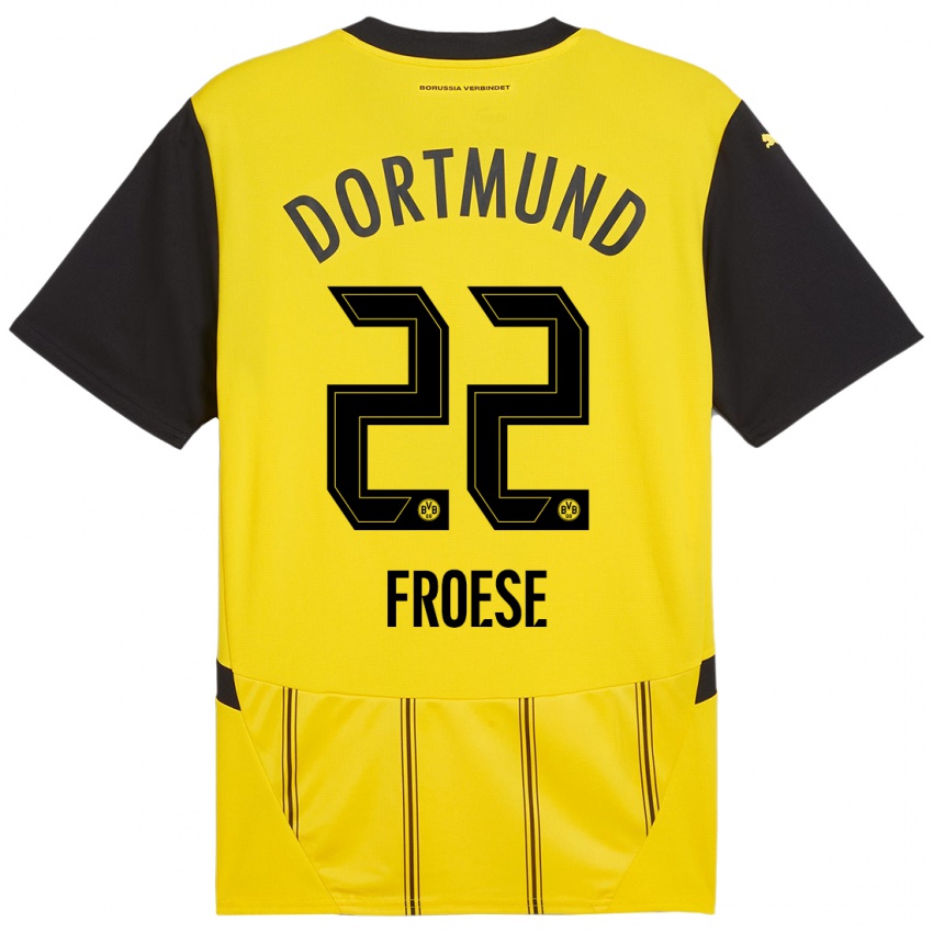 Niño Camiseta Julien Froese #22 Amarillo Negro 1ª Equipación 2024/25 La Camisa