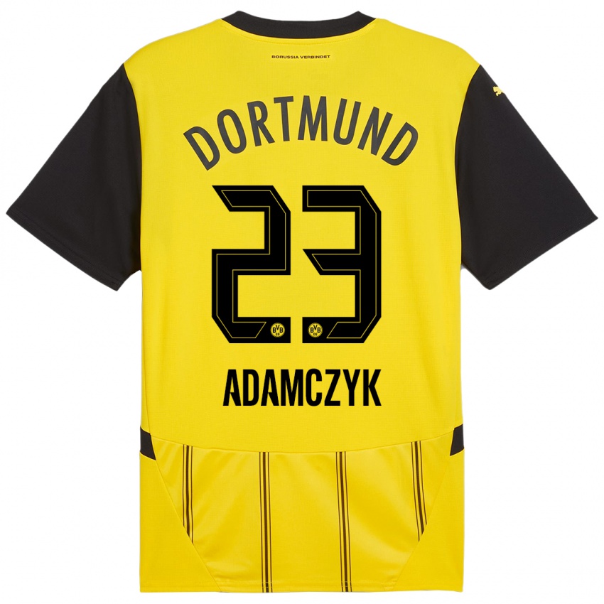 Niño Camiseta Nico Adamczyk #23 Amarillo Negro 1ª Equipación 2024/25 La Camisa