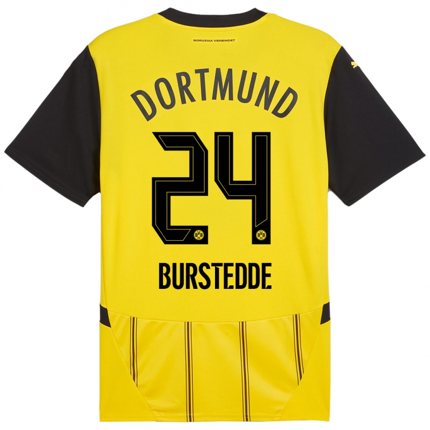 Niño Camiseta Joshua Burstedde #24 Amarillo Negro 1ª Equipación 2024/25 La Camisa