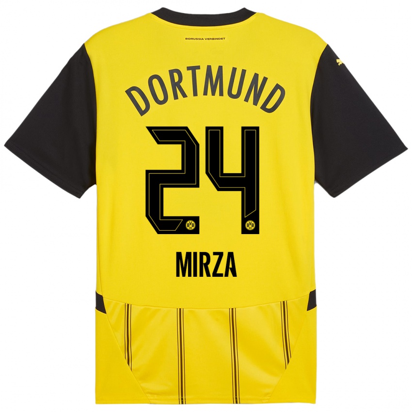 Niño Camiseta Marwan-Omir Mirza #24 Amarillo Negro 1ª Equipación 2024/25 La Camisa