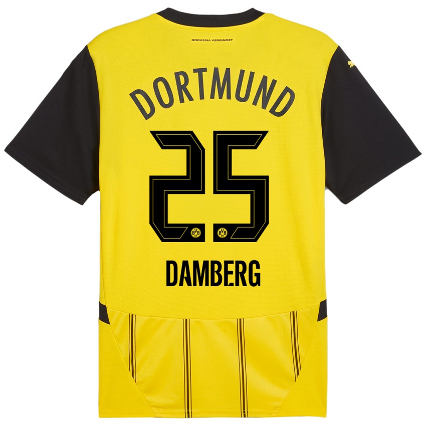 Niño Camiseta Niclas Damberg #25 Amarillo Negro 1ª Equipación 2024/25 La Camisa