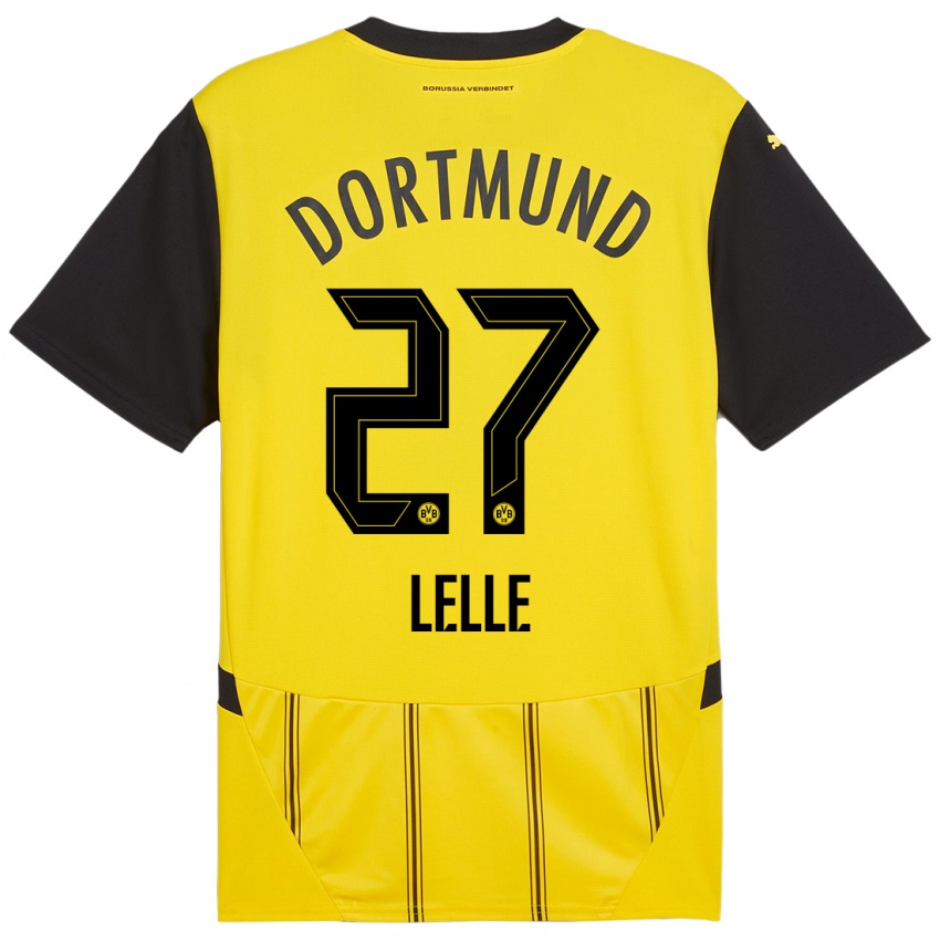 Niño Camiseta David Lelle #27 Amarillo Negro 1ª Equipación 2024/25 La Camisa