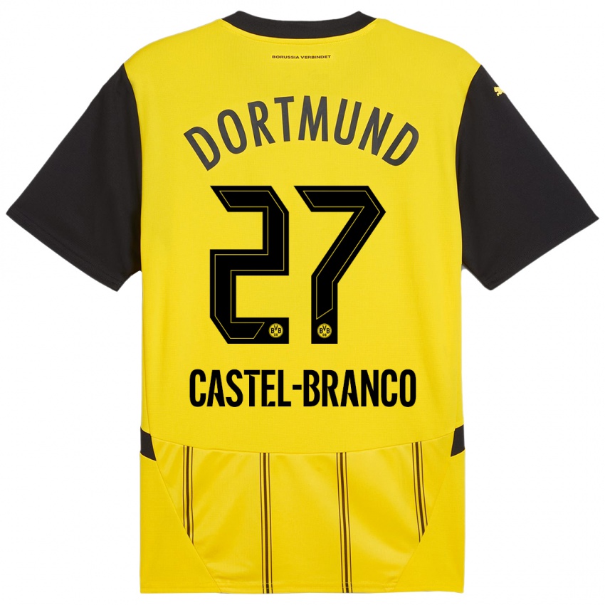 Niño Camiseta Diego Castel-Branco #27 Amarillo Negro 1ª Equipación 2024/25 La Camisa