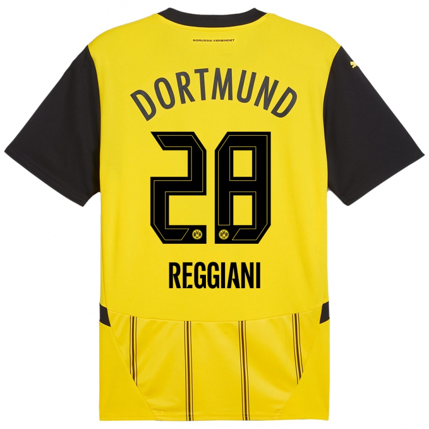 Niño Camiseta Luca Reggiani #28 Amarillo Negro 1ª Equipación 2024/25 La Camisa