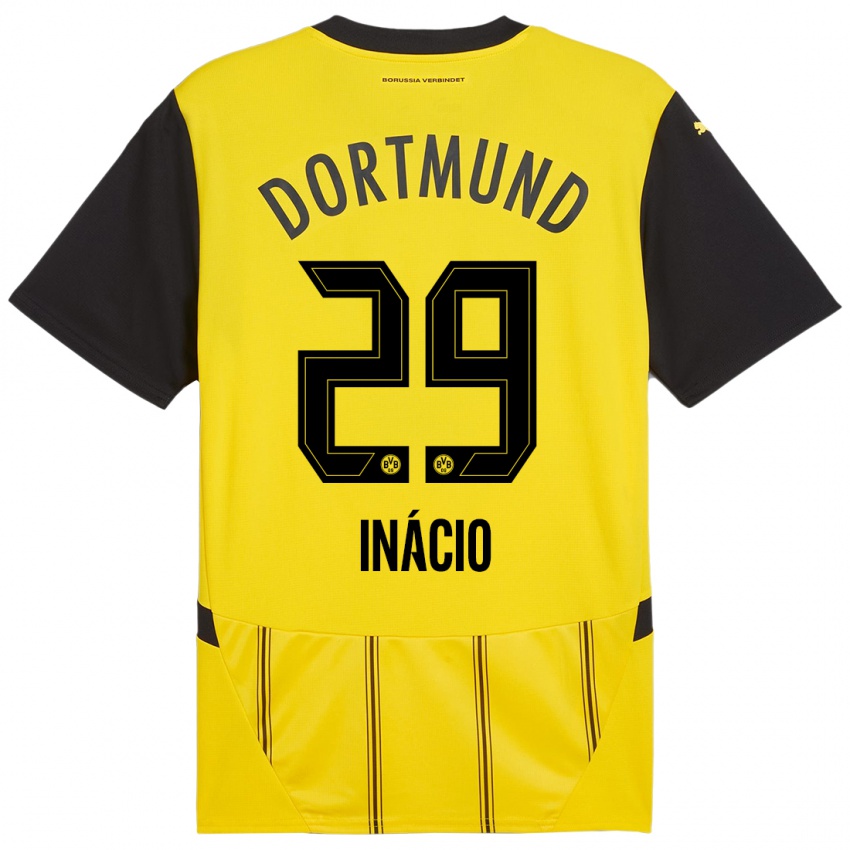 Niño Camiseta Samuele Inácio #29 Amarillo Negro 1ª Equipación 2024/25 La Camisa