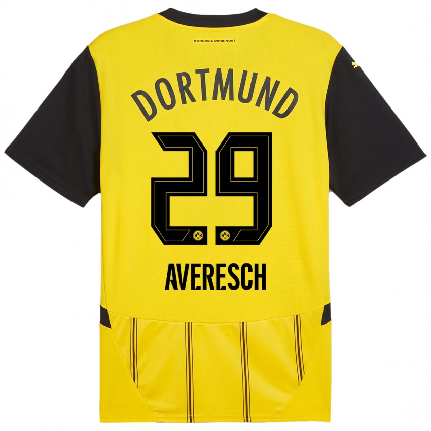 Niño Camiseta Noah Averesch #29 Amarillo Negro 1ª Equipación 2024/25 La Camisa