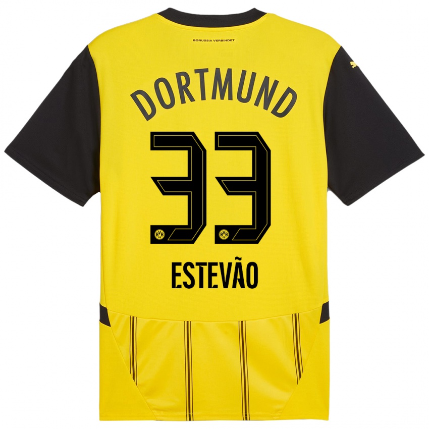 Niño Camiseta Tiago Estevão #33 Amarillo Negro 1ª Equipación 2024/25 La Camisa