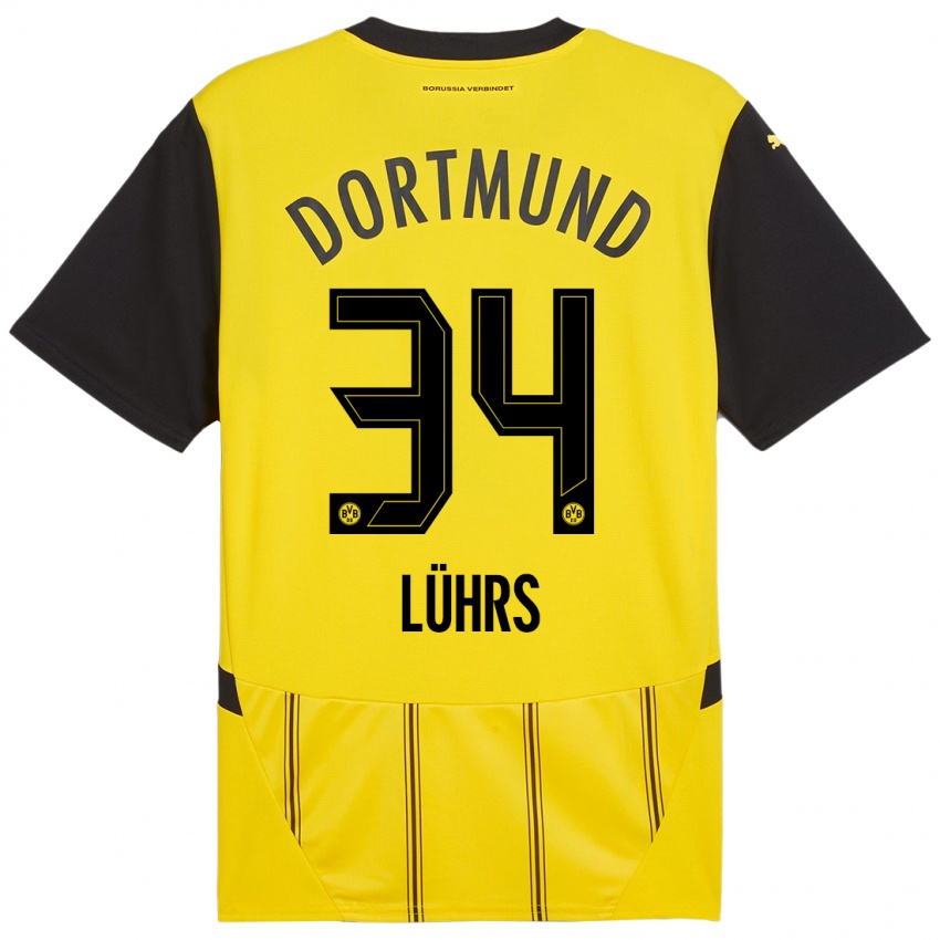 Niño Camiseta Yannik Lührs #34 Amarillo Negro 1ª Equipación 2024/25 La Camisa