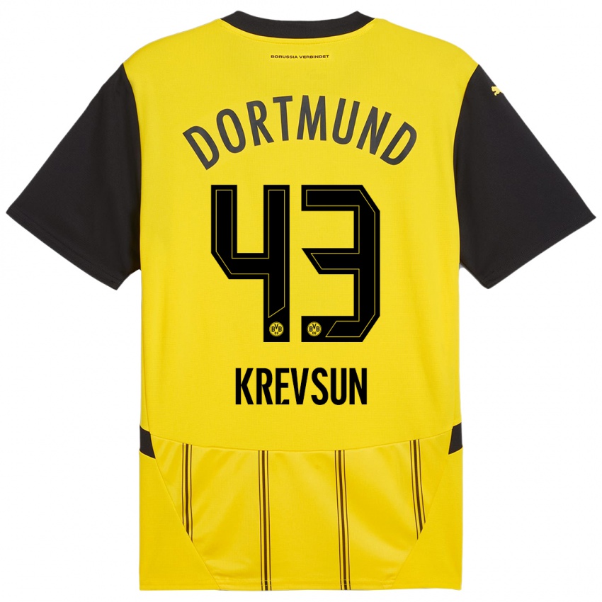 Niño Camiseta Danylo Krevsun #43 Amarillo Negro 1ª Equipación 2024/25 La Camisa