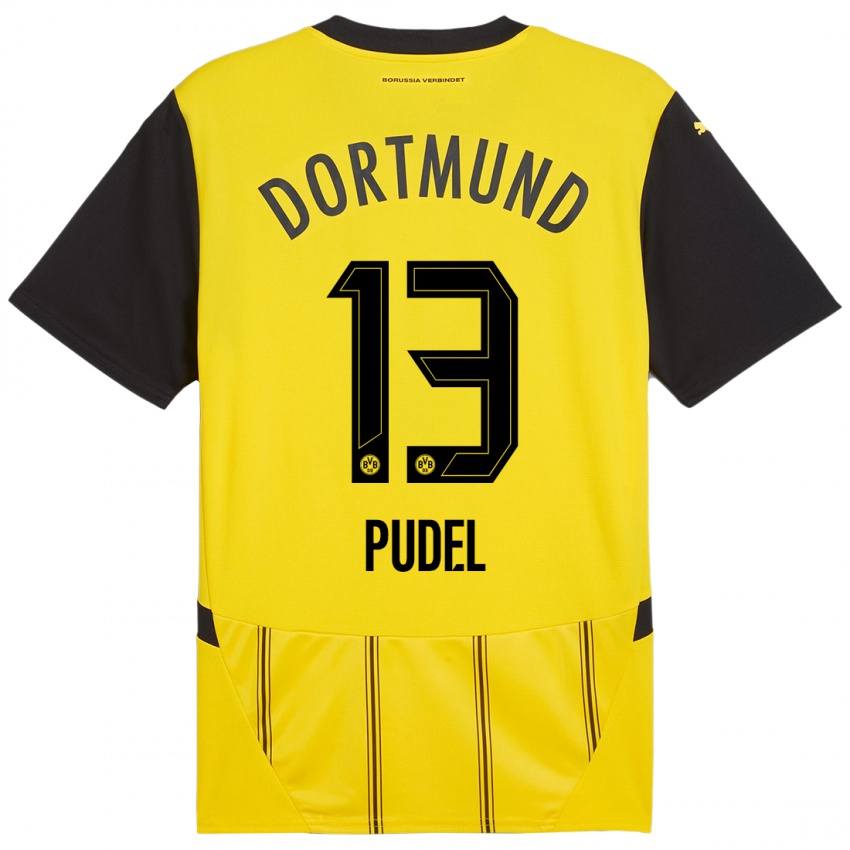 Niño Camiseta Bjarne Pudel #13 Amarillo Negro 1ª Equipación 2024/25 La Camisa